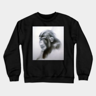 Chimp - Drawing by Avril Thomas - Adelaide Artist Crewneck Sweatshirt